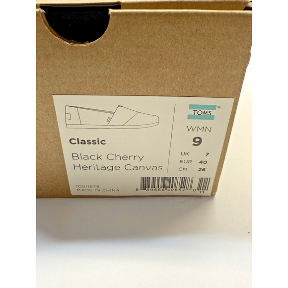 TOMS Classic Black Cherry Heritage Canvas Women's Size 9 New With Box - Picture 10 of 11